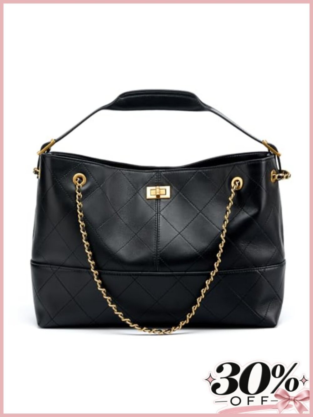 Genuine Leather Lambskin Suede Quilted Shoulder Bag Top Handle Gold Chain